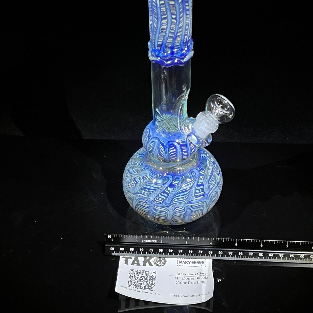 11" Double Bubble Color Rake Bong Glass Pipe Mary Jane's Glass   