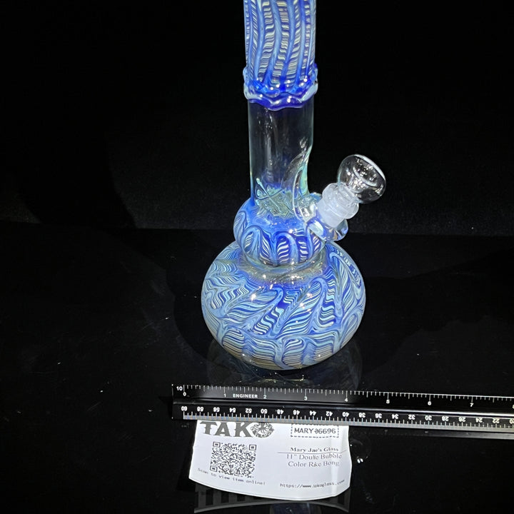 11" Double Bubble Color Rake Bong Glass Pipe Mary Jane's Glass   