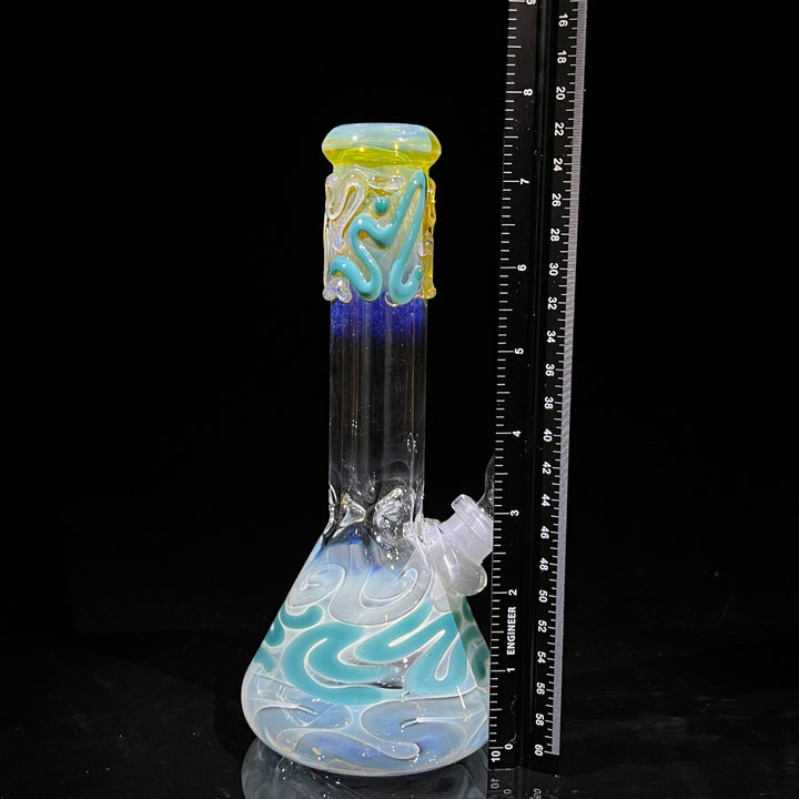 8" Fumed Color Squiggle Beaker Bong Glass Pipe Mary Jane's Glass   