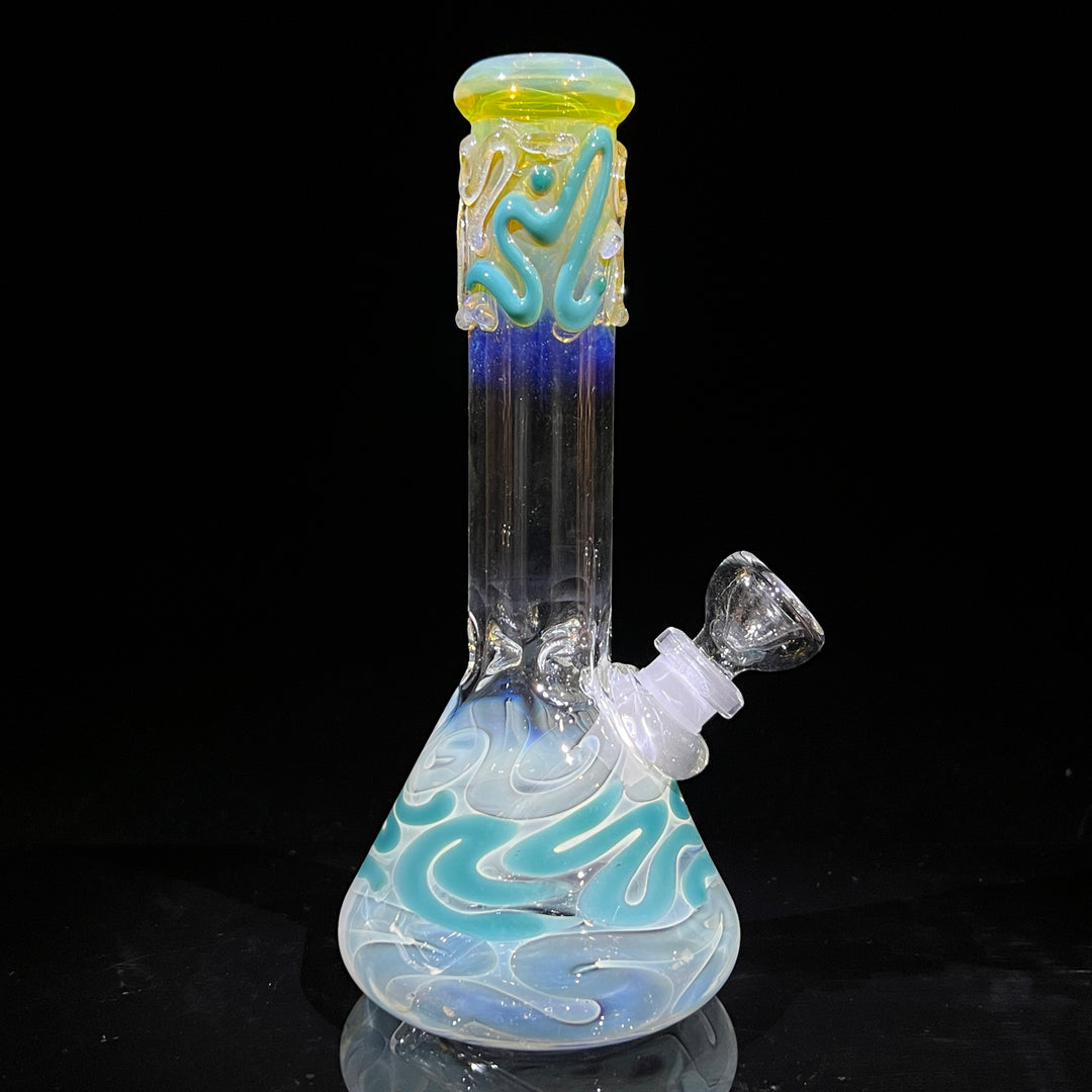 8" Fumed Color Squiggle Beaker Bong Glass Pipe Mary Jane's Glass   