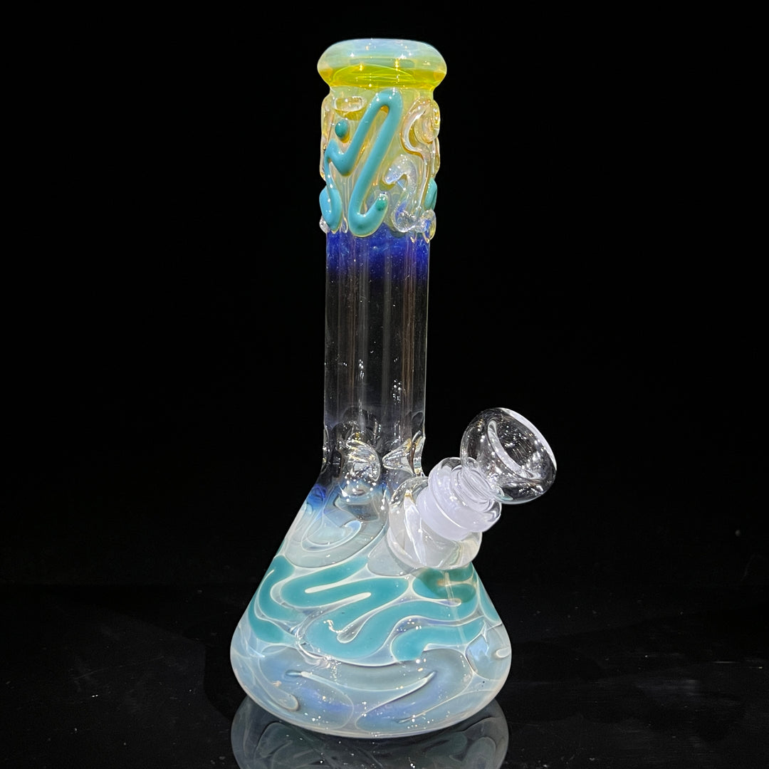 8" Fumed Color Squiggle Beaker Bong Glass Pipe Mary Jane's Glass   