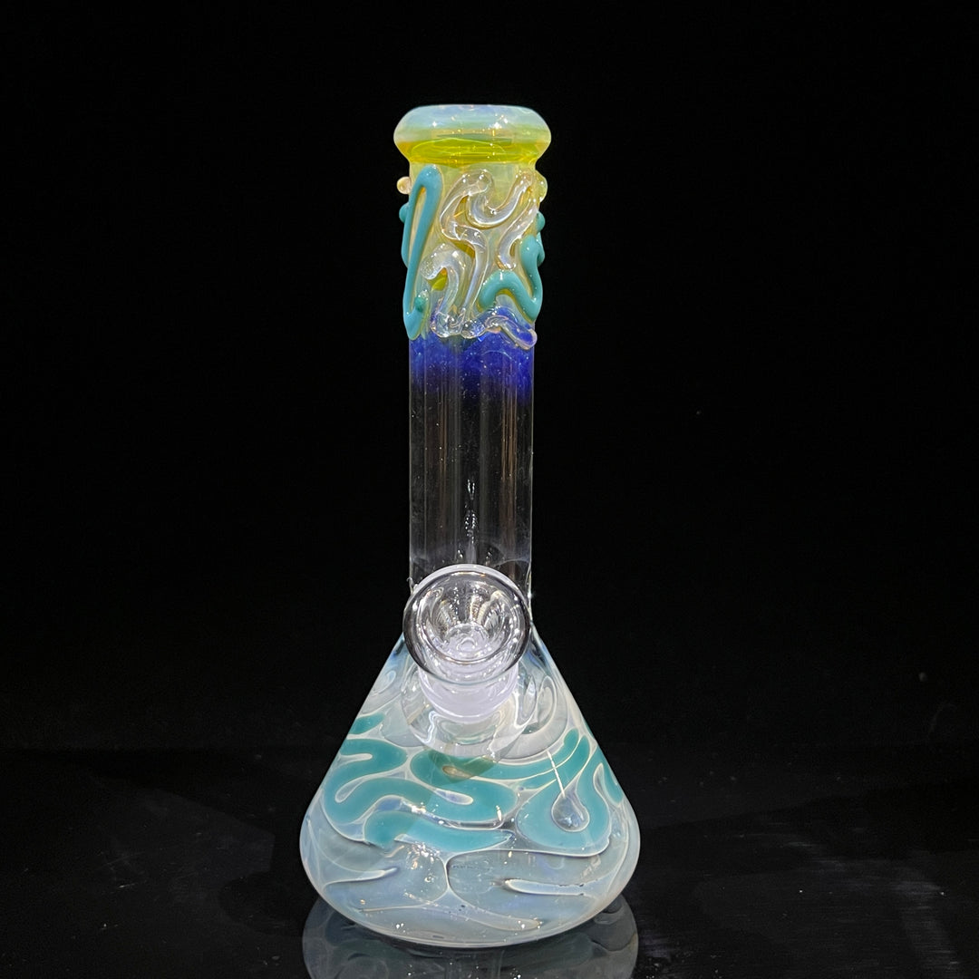 8" Fumed Color Squiggle Beaker Bong Glass Pipe Mary Jane's Glass   