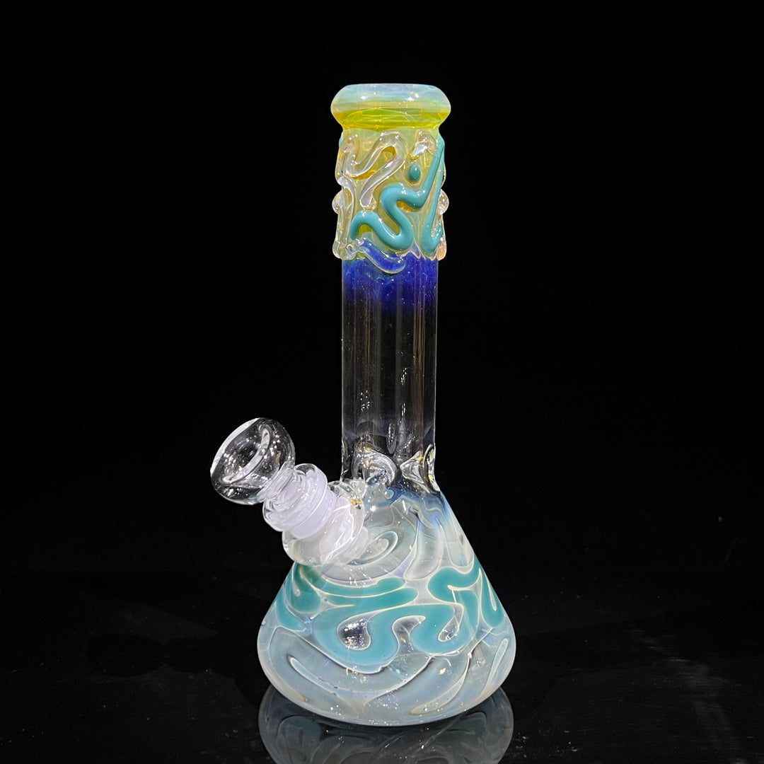 8" Fumed Color Squiggle Beaker Bong Glass Pipe Mary Jane's Glass   