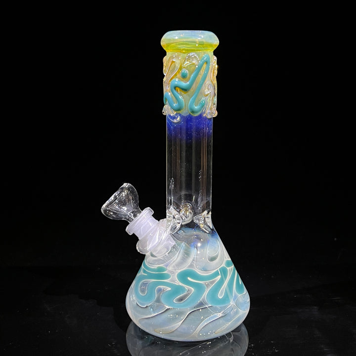 8" Fumed Color Squiggle Beaker Bong Glass Pipe Mary Jane's Glass   