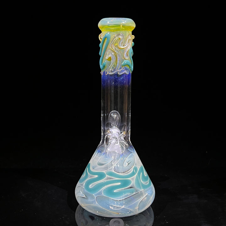 8" Fumed Color Squiggle Beaker Bong Glass Pipe Mary Jane's Glass   