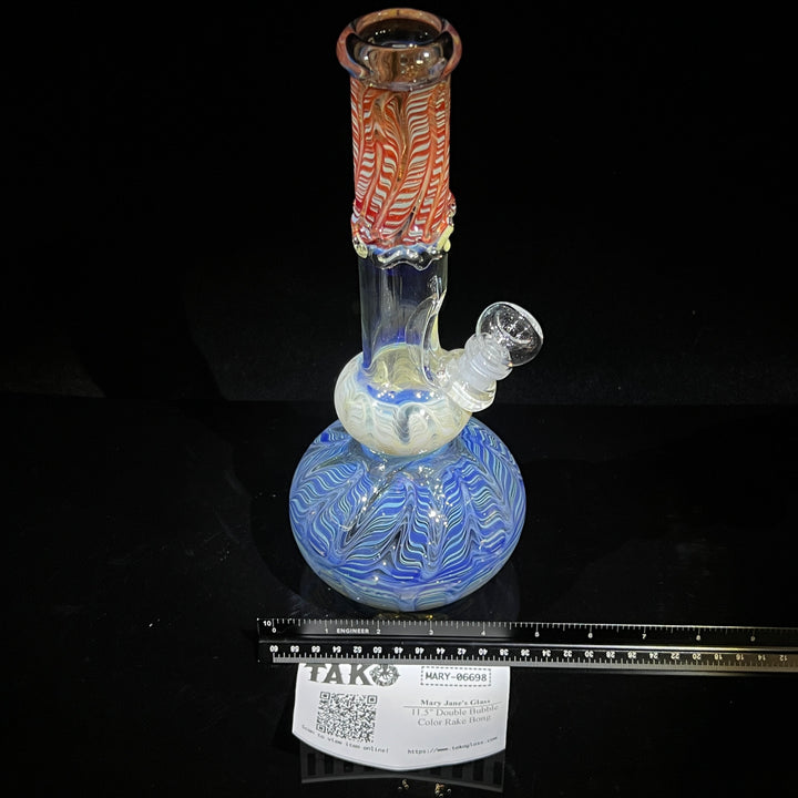 11.5" Double Bubble Color Rake Bong Glass Pipe Mary Jane's Glass   