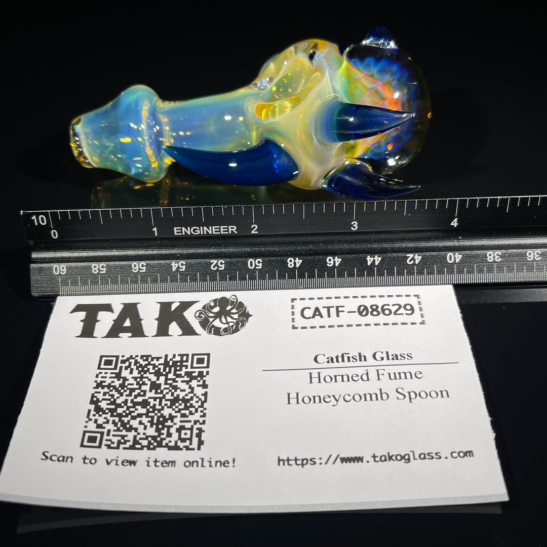 Horned Fume Honeycomb Spoon Glass Pipe Catfish Glass