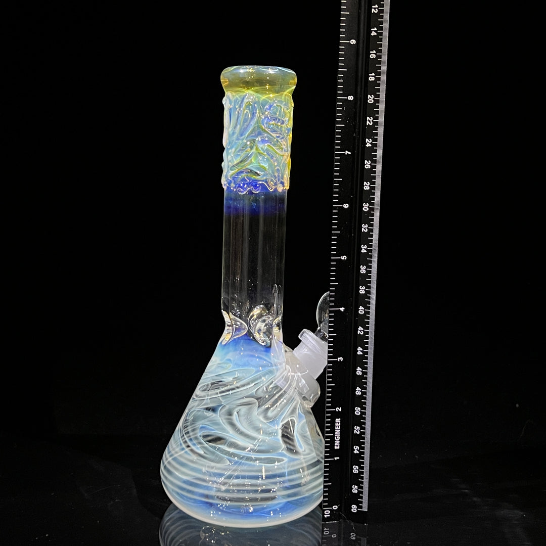 9" Fumed Squiggle Beaker Bong Glass Pipe Mary Jane's Glass   