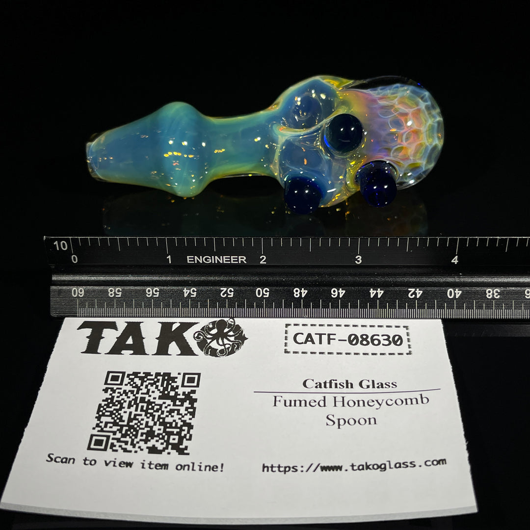 Fumed Honeycomb Spoon Glass Pipe Catfish Glass