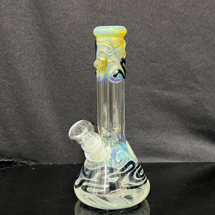 8" Fumed Color Squiggle Beaker Bong Glass Pipe Mary Jane's Glass   