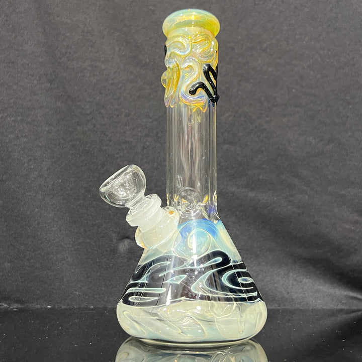 8" Fumed Color Squiggle Beaker Bong Glass Pipe Mary Jane's Glass   