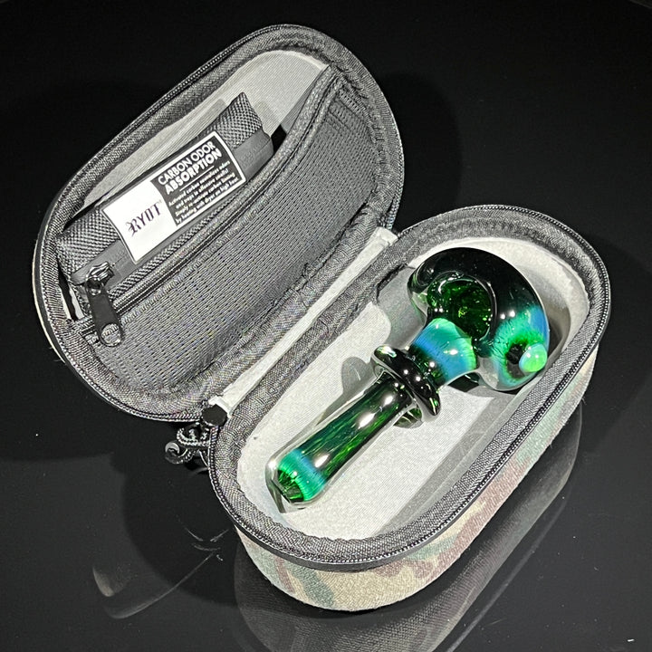 Thick Exp Green Pipe + Ryot Headcase Combo Glass Pipe Chuck Glass