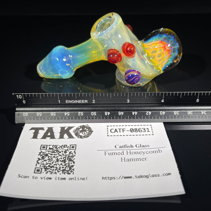 Fumed Honeycomb Hammer Glass Pipe Catfish Glass