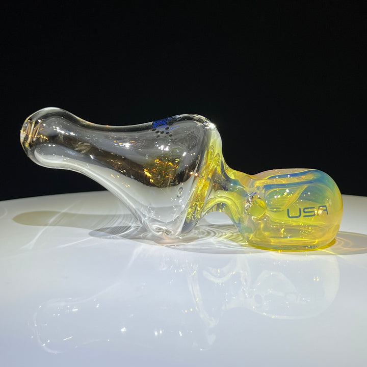 Micro Classic Helix Fume Glass Pipe American Helix Blue Logo  