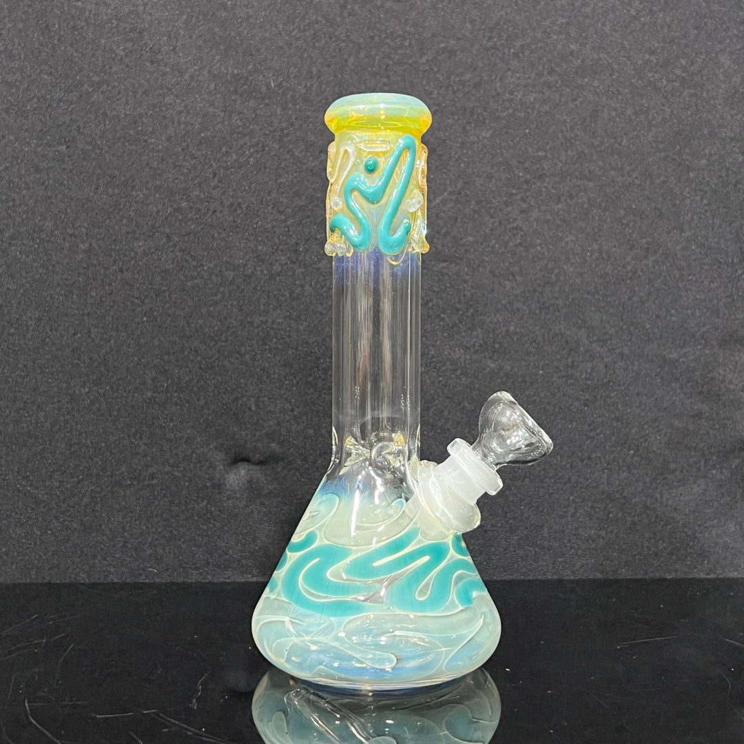 8" Fumed Color Squiggle Beaker Bong Glass Pipe Mary Jane's Glass   