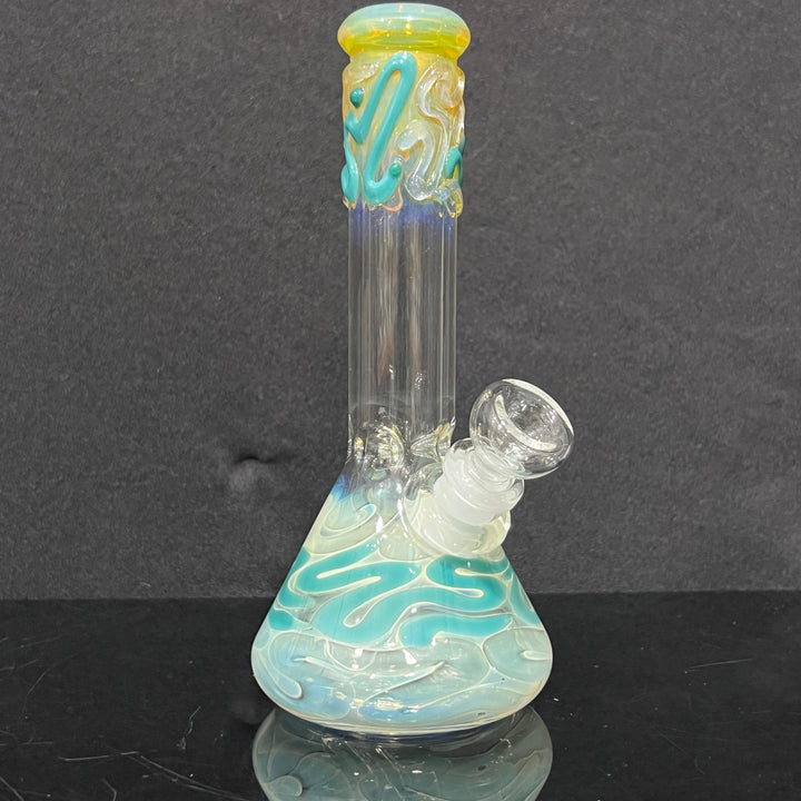 8" Fumed Color Squiggle Beaker Bong Glass Pipe Mary Jane's Glass   