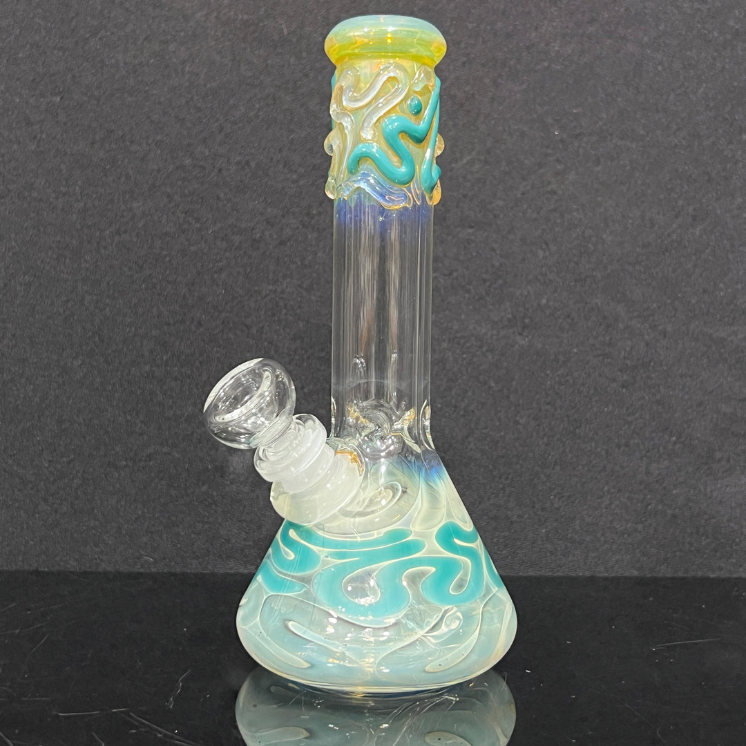 8" Fumed Color Squiggle Beaker Bong Glass Pipe Mary Jane's Glass   