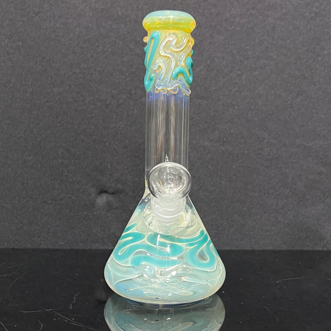 8" Fumed Color Squiggle Beaker Bong Glass Pipe Mary Jane's Glass   