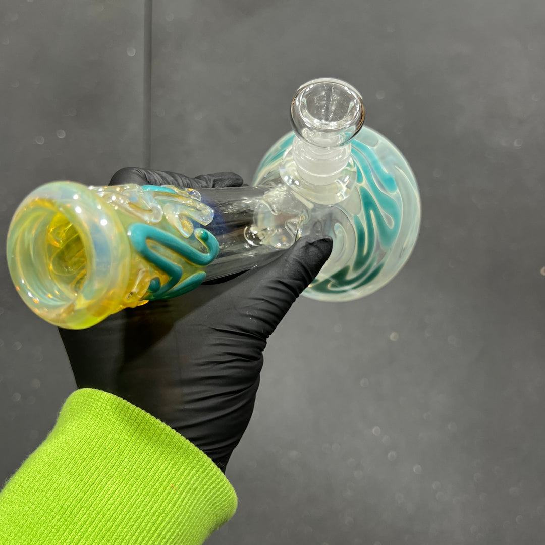 8" Fumed Color Squiggle Beaker Bong Glass Pipe Mary Jane's Glass   