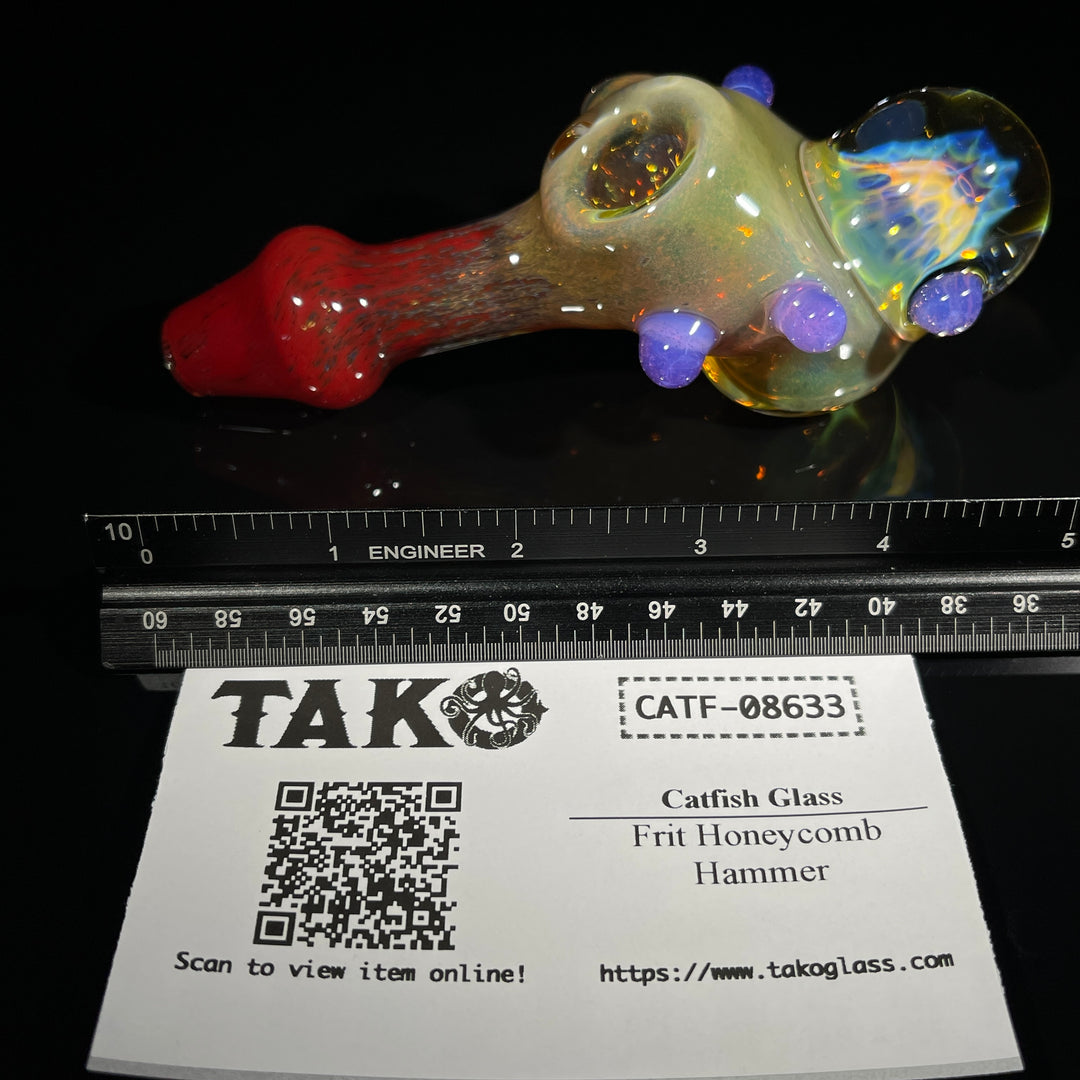 Frit Honeycomb Hammer Glass Pipe Catfish Glass