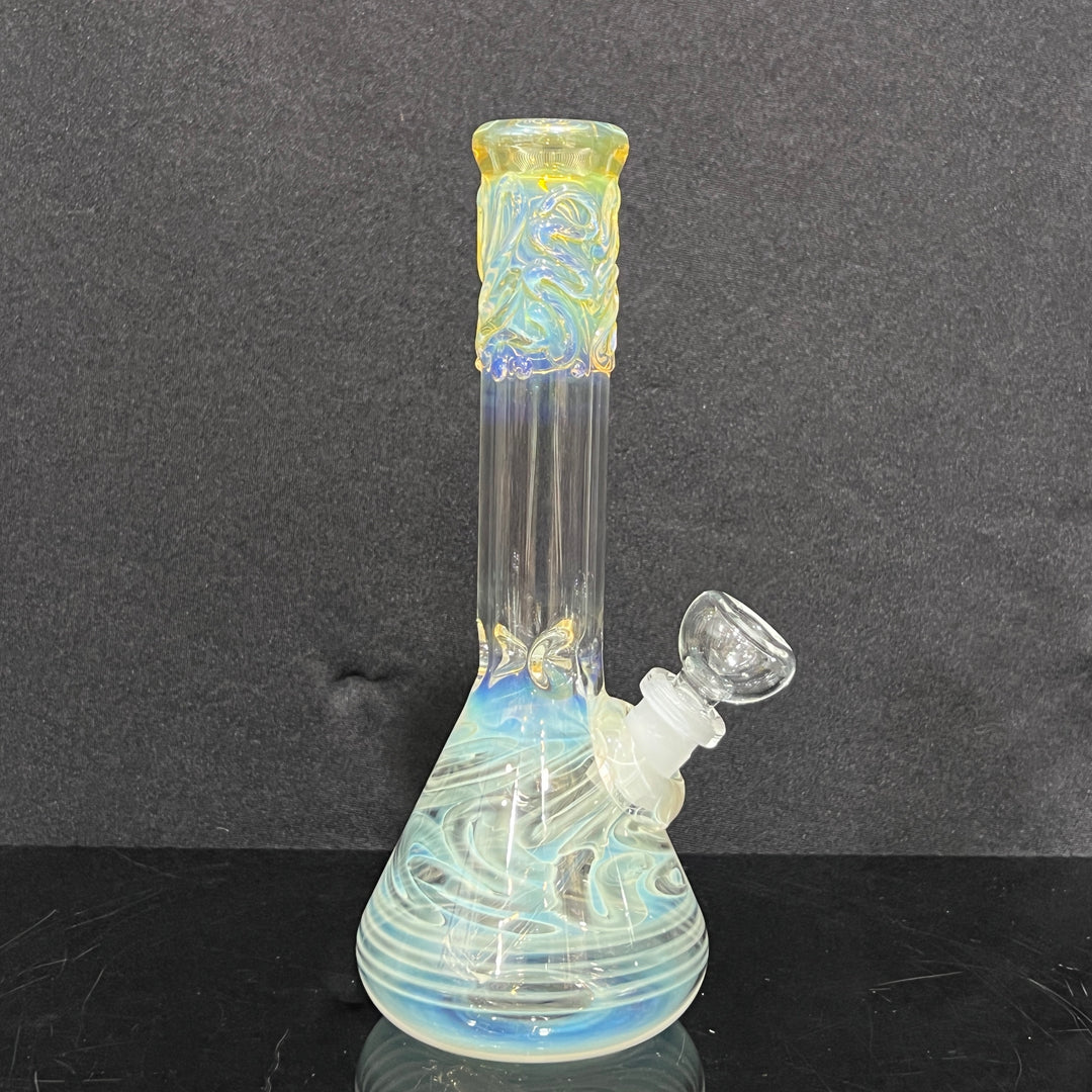 9" Fumed Squiggle Beaker Bong Glass Pipe Mary Jane's Glass   