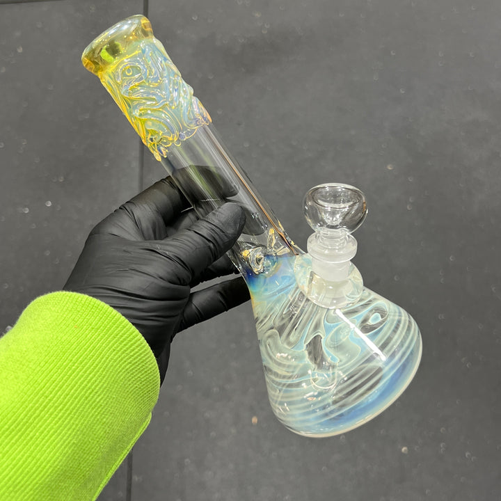 9" Fumed Squiggle Beaker Bong Glass Pipe Mary Jane's Glass   