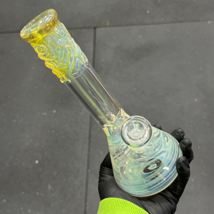 9" Fumed Squiggle Beaker Bong Glass Pipe Mary Jane's Glass   