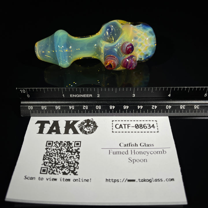 Fumed Honeycomb Spoon Glass Pipe Catfish Glass