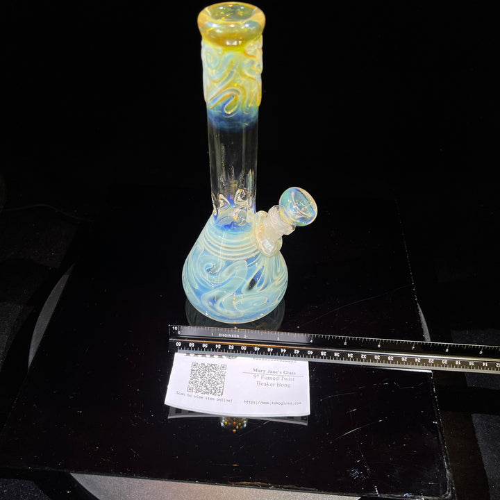 9" Fumed Twist Beaker Bong Glass Pipe Mary Jane's Glass   