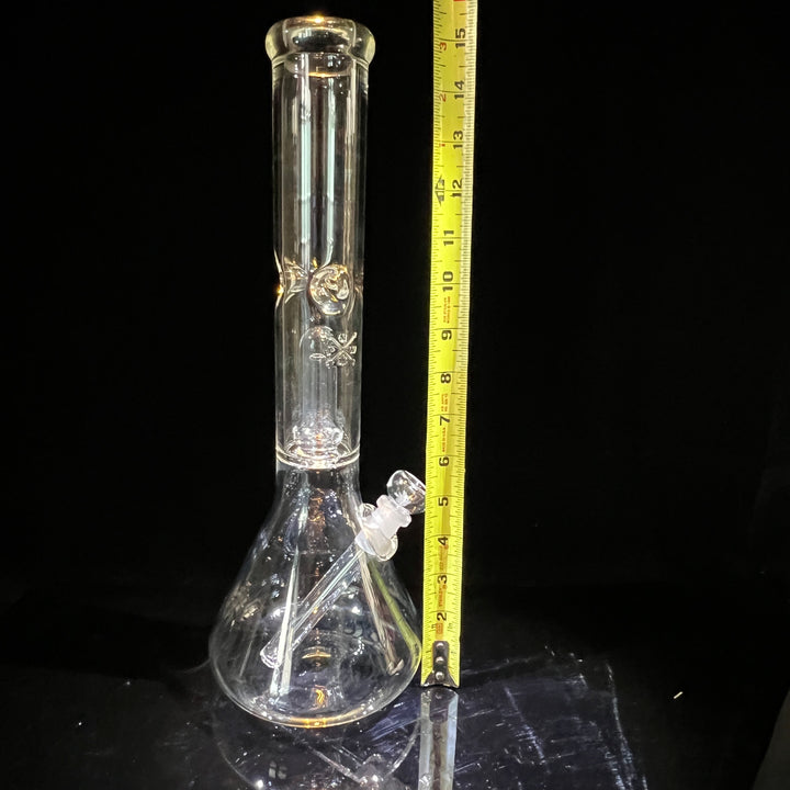 15" Double Perc with Halo Beaker Glass Pipe Mary Jane's Glass   