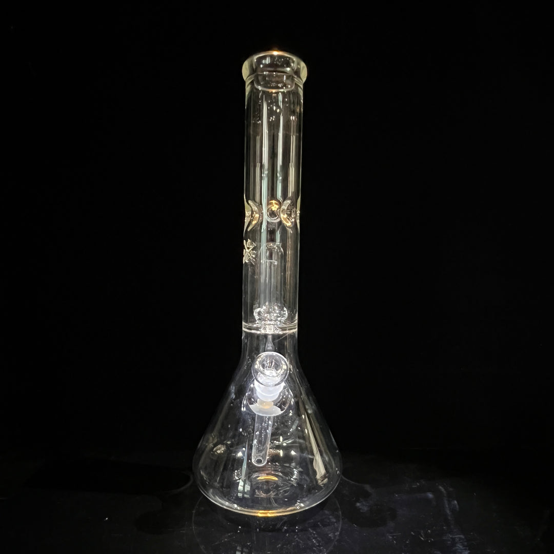 15" Double Perc with Halo Beaker Glass Pipe Mary Jane's Glass   