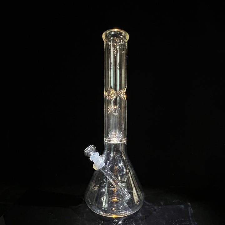 15" Double Perc with Halo Beaker Glass Pipe Mary Jane's Glass   