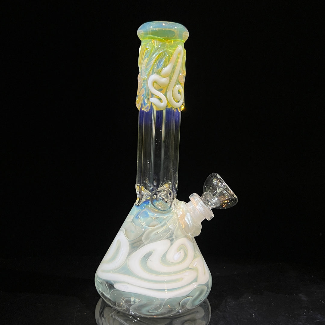 8" Fumed Color Squiggle Beaker Bong Glass Pipe Mary Jane's Glass   