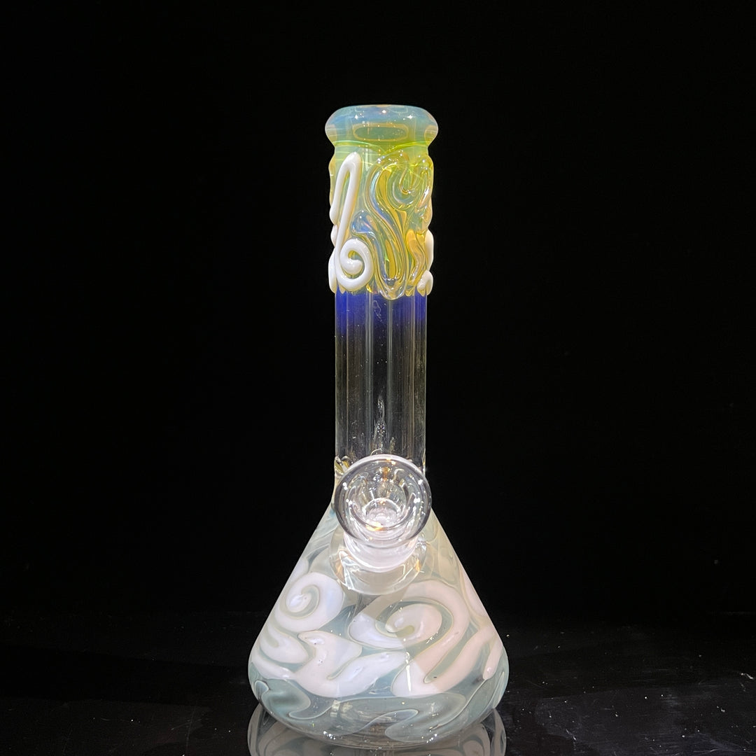 8" Fumed Color Squiggle Beaker Bong Glass Pipe Mary Jane's Glass   