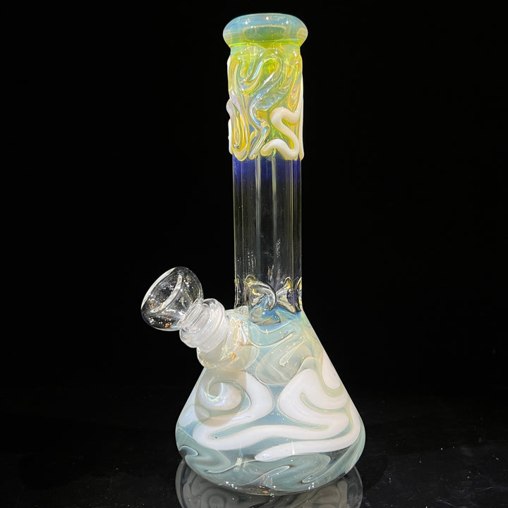 8" Fumed Color Squiggle Beaker Bong Glass Pipe Mary Jane's Glass   