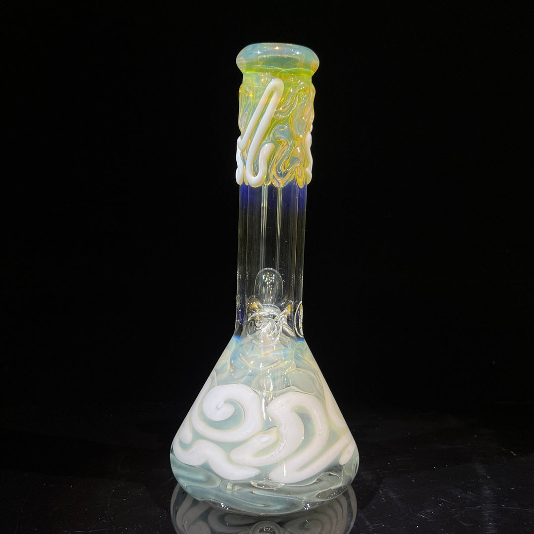 8" Fumed Color Squiggle Beaker Bong Glass Pipe Mary Jane's Glass   