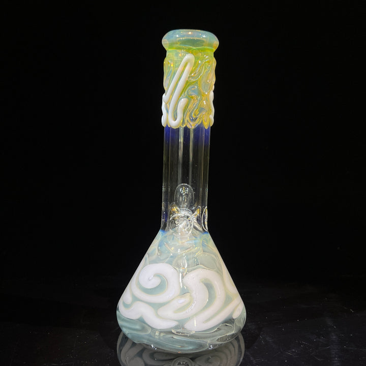 8" Fumed Color Squiggle Beaker Bong Glass Pipe Mary Jane's Glass   