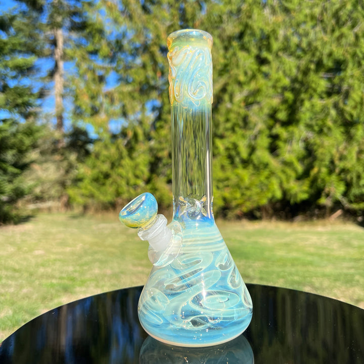 9" Fumed Twist Beaker Bong Glass Pipe Mary Jane's Glass   