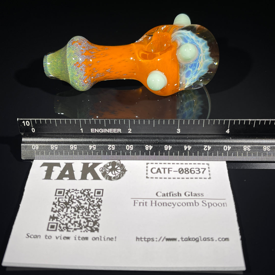 Frit Honeycomb Spoon Glass Pipe Catfish Glass