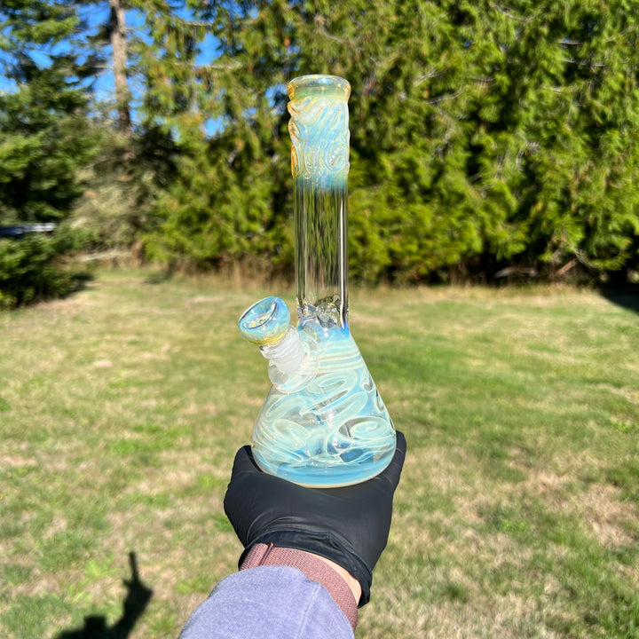 9" Fumed Twist Beaker Bong Glass Pipe Mary Jane's Glass   