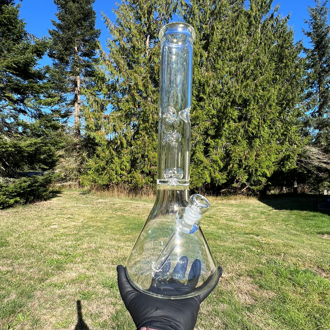 15" Double Perc with Halo Beaker Glass Pipe Mary Jane's Glass   