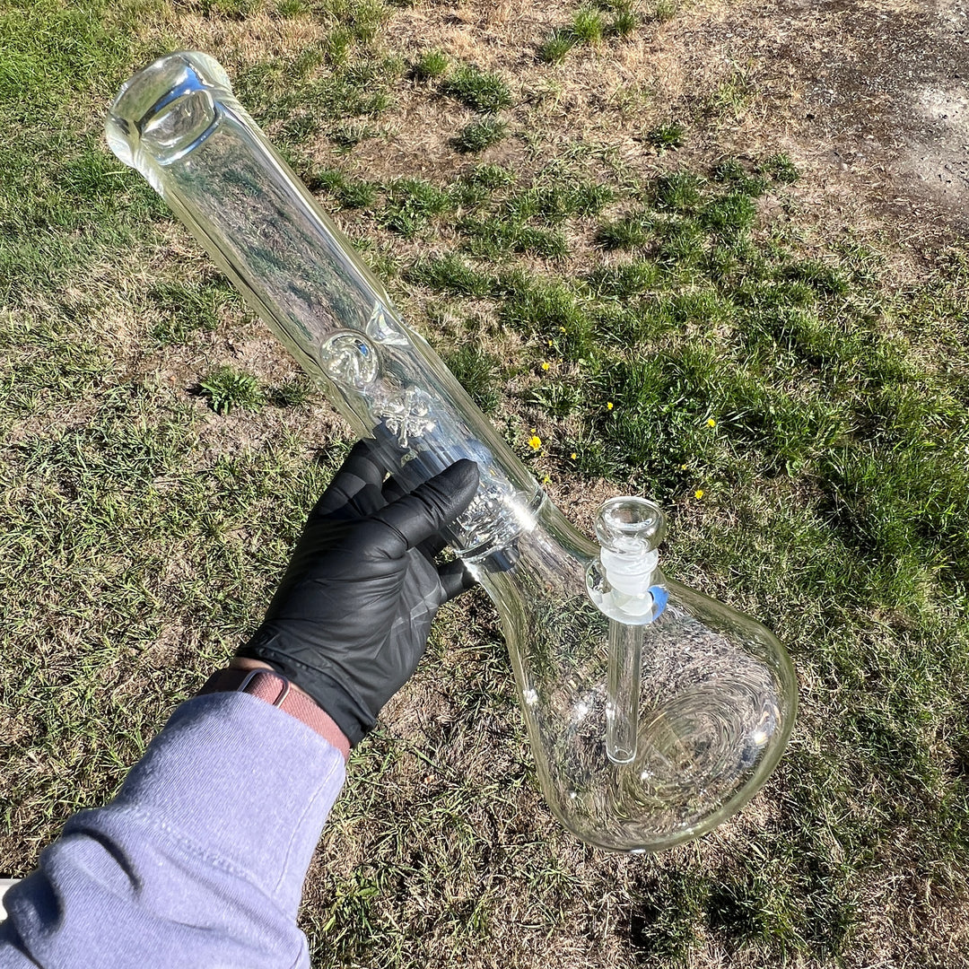 15" Double Perc with Halo Beaker Glass Pipe Mary Jane's Glass   