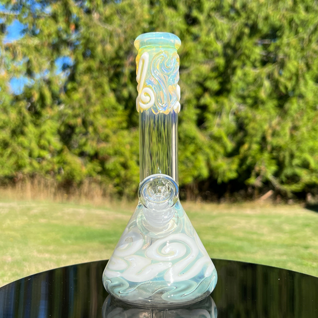 8" Fumed Color Squiggle Beaker Bong Glass Pipe Mary Jane's Glass   