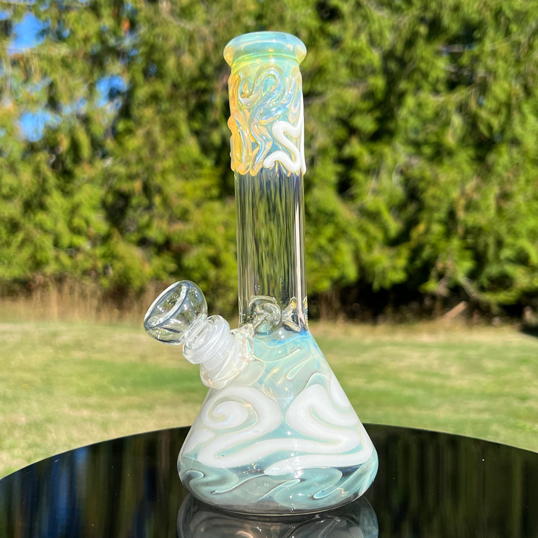 8" Fumed Color Squiggle Beaker Bong Glass Pipe Mary Jane's Glass   