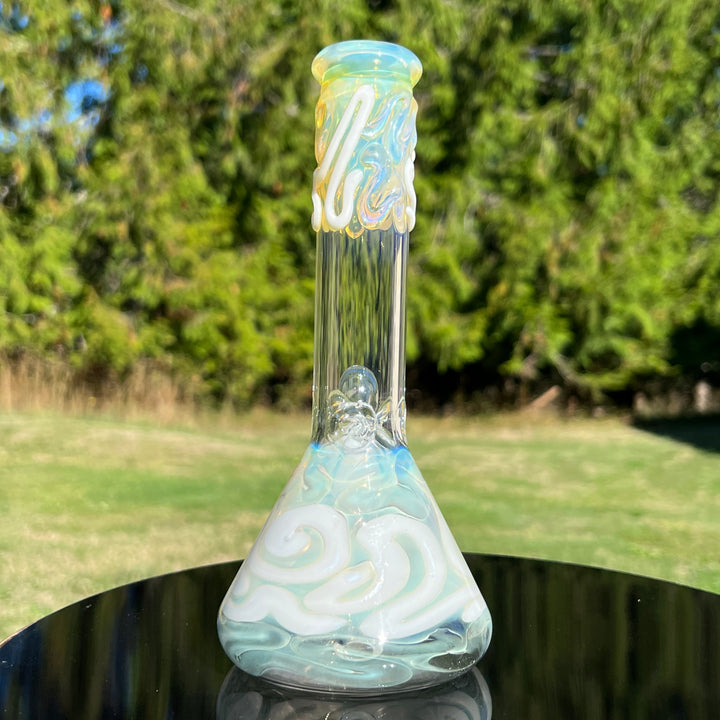 8" Fumed Color Squiggle Beaker Bong Glass Pipe Mary Jane's Glass   