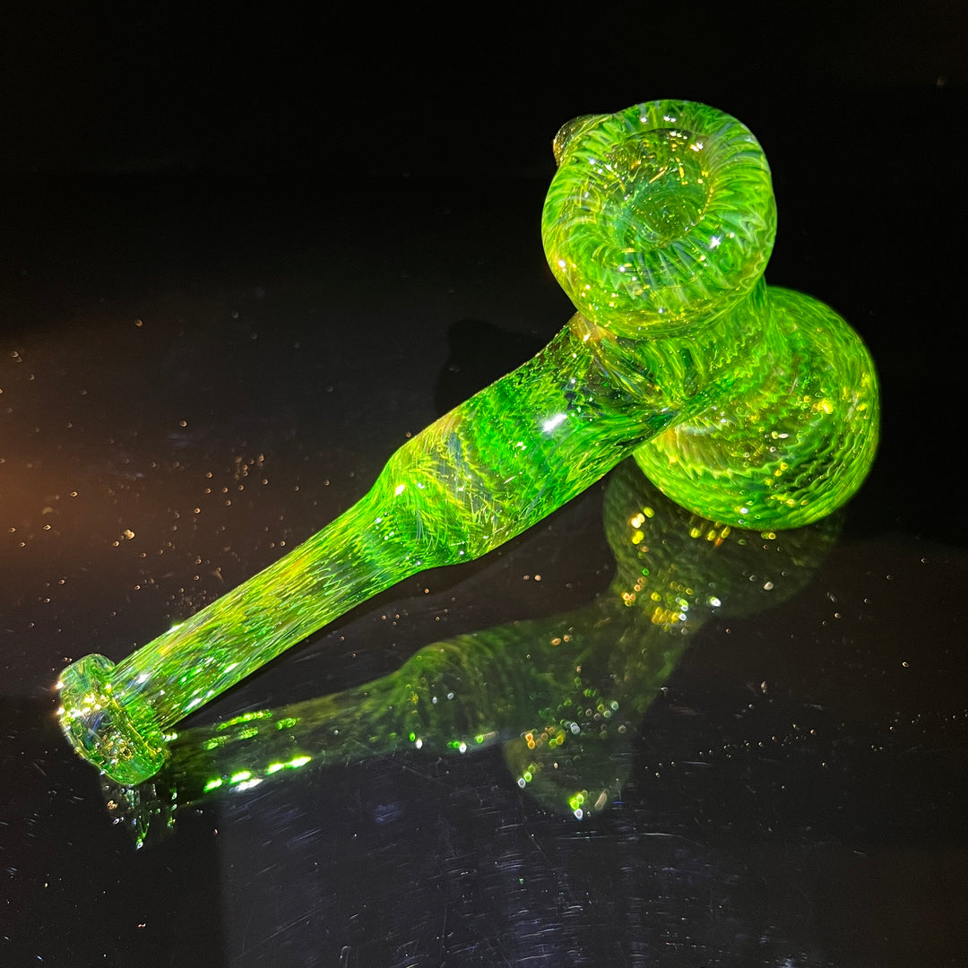 Forest Hammer Bubbler with Green Carb Glass Pipe Cose Glass   