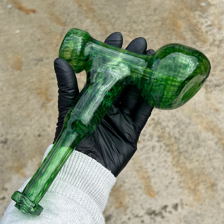 Forest Hammer Bubbler with Green Carb Glass Pipe Cose Glass   