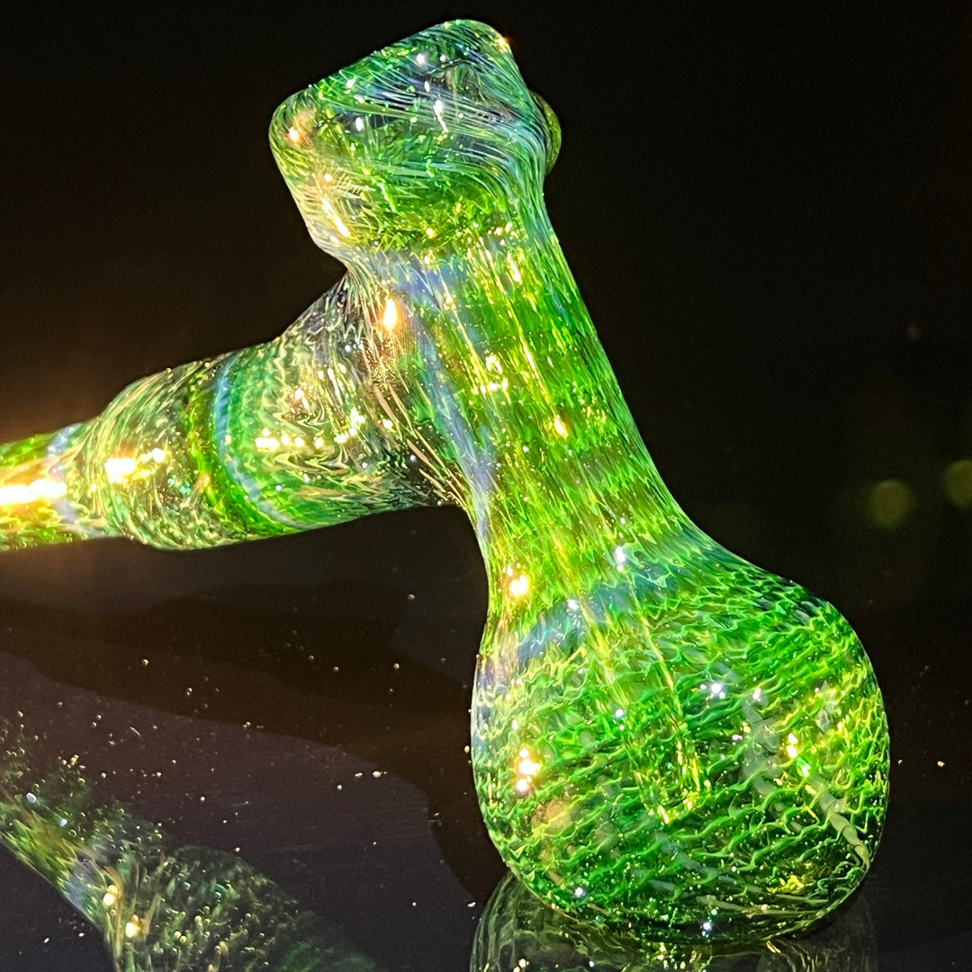 Forest Hammer Bubbler with Green Carb Glass Pipe Cose Glass   