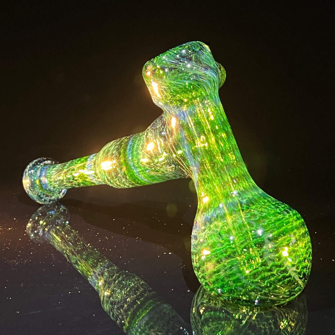 Forest Hammer Bubbler with Green Carb Glass Pipe Cose Glass   