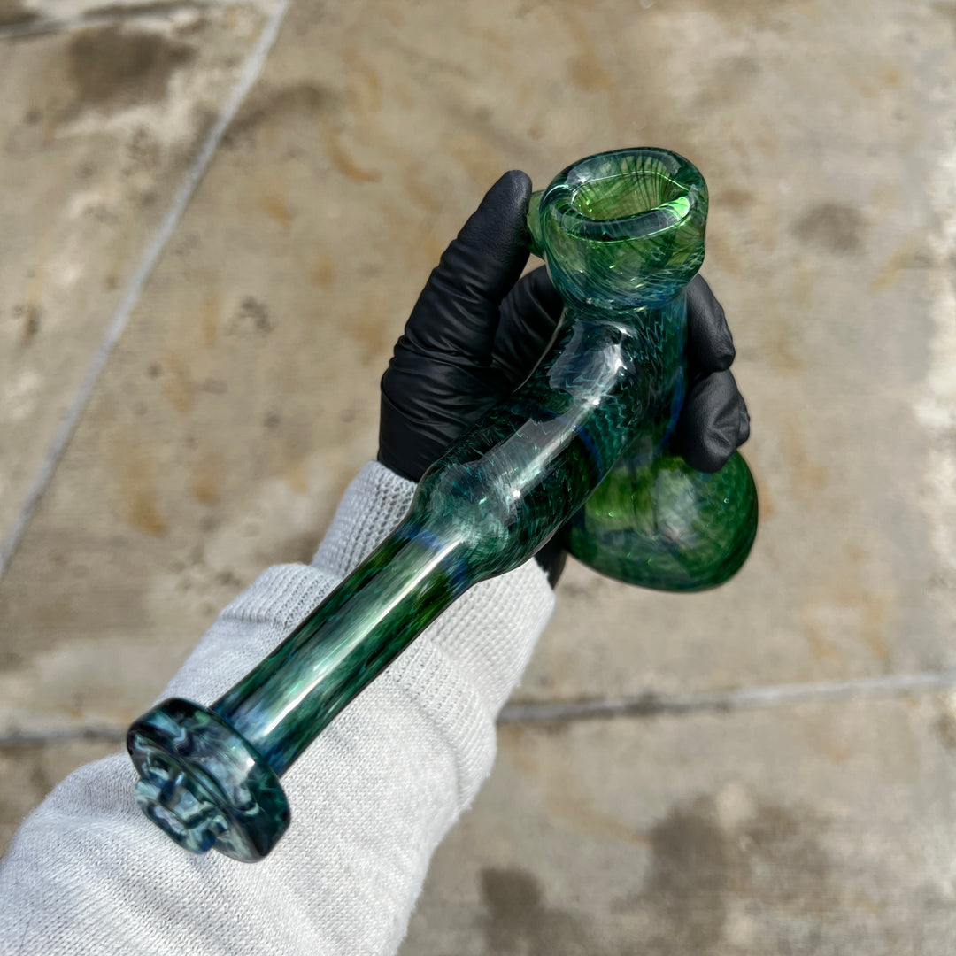 Forest Hammer Bubbler with Green Carb Glass Pipe Cose Glass   